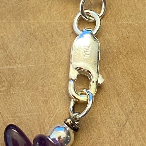 Beautiful Amethyst, abalone, and agate or Charoite 925 sterling silver bracelet - Picture 12 of 12
